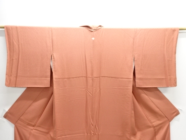  作家物　蜀江模様織り出し一つ紋色無地着物